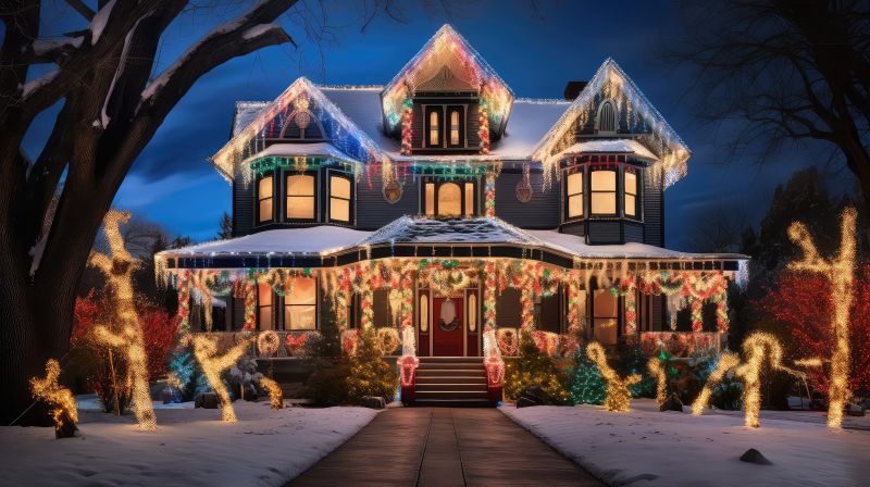 Christmas Lights Hanging in Overland Park, KS